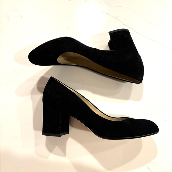 HOBBS London•black suede leather Sarah court block heel pump heels 37.5 EUC - Picture 1 of 8